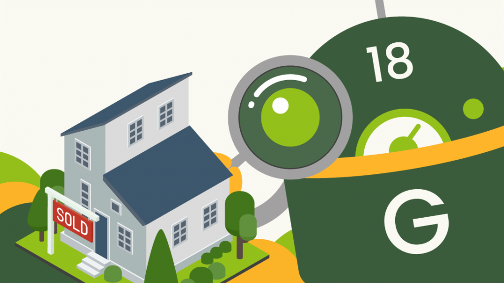 Illustration of Left Main Genius using a magnifying glass to identify a sold property in the CRM