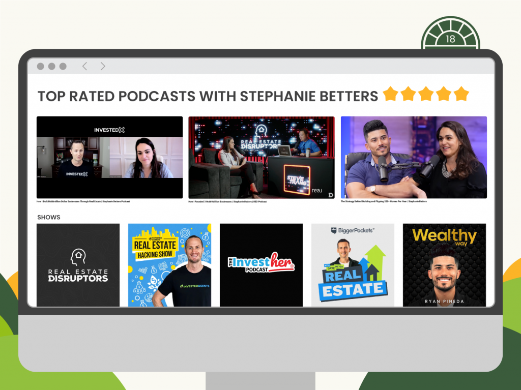 Podcast graphic featuring Stephanie Betters discussing real estate trends and strategies