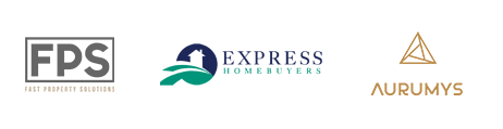 Logos of real estate businesses Aurumys, FPS, and Express Home Buyers using Left Main REI